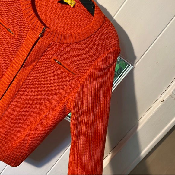 (1) Trendy Orange SoCa St. John Zip-Up Cardigan Jacket Women’s Size Large - Picture 6 of 16